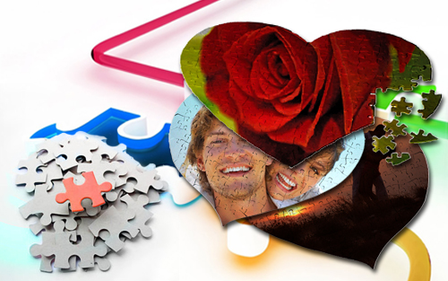 Puzzle cuore personalizzato con le foto pi&ugrave; belle dei tuoi ricordi. Idea originale con scatola.